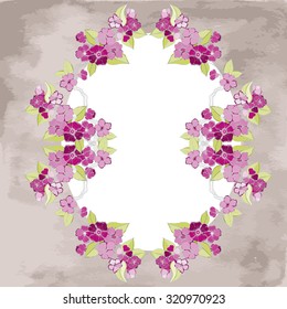 Vector hand drawing blossom cherry or  floral frame on vintage background - for scrapbooking, Save the date card, postcard, flyer or wedding invitation
