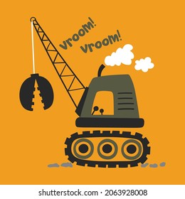 vector hand drawing crane illustration for kids