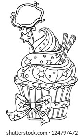 Vector hand drawing cupcake