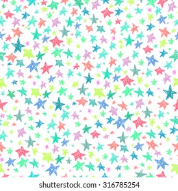Vector hand drawing cute cartoon stars seamless pattern background template