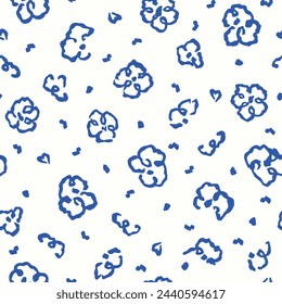 Dibujo de la mano del vector lindo patrón de repetición floral sin fisuras