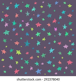Vector hand drawing cute stars pattern background