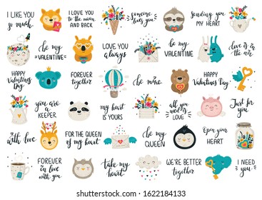 Vector hand drawing Valentine’s Day collection. Doodle illustration. Moon, cloud, key, envelop, jar. Valentine day, anniversary, baby shower, birthday, children's party, spring holiday