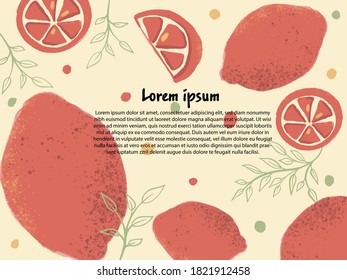 Vector hand drawing with decoration of fruits and berries. Poster healthy food concept for farmers market menu design. Postcard, banner, invitations, flyers for organic, natural juice 