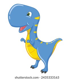 Vector of hand drawing dinosaurs Tyrannosaurus rex, king of predator. Cute blue color with hand drawn isolated on white background