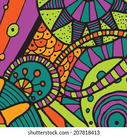 Vector hand drawing doddle ethnic pattern. Background with geometric elements. Eps10