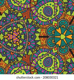 Vector hand drawing doddle ethnic pattern. Background with geometric elements. Eps10