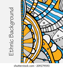 Vector hand drawing doddle ethnic pattern. Background with geometric elements. Eps10