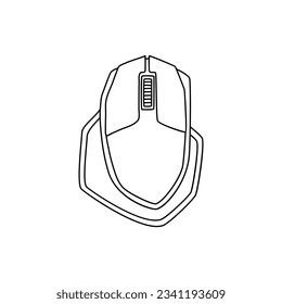 Vector hand drawing doodle of computer mouse illustration contour line symbol isolated on white background
