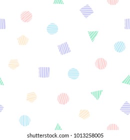 vector hand drawing doodle geometry colorful seamless pattern isolated on white background