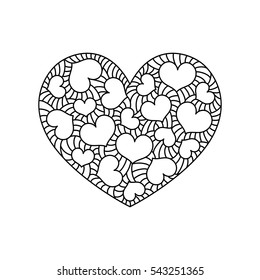 Vector hand drawing doodle heart. Greeting, invitation card for Valentine Day