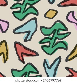 Vector hand drawing doodle nature shapes illustration seamless repeat pattern digital artwork