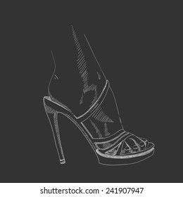 Vector hand drawing female foot