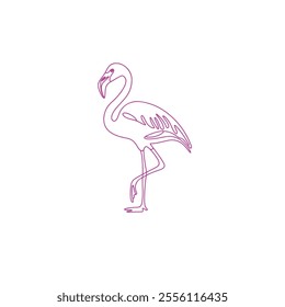 Vector Hand Drawing Flamingo Line Art