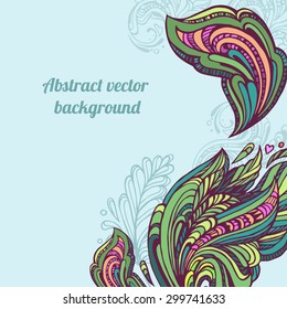 Vector hand drawing floral decoration card.