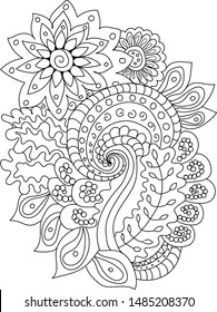 Vector hand drawing floral doodle for colouring pages