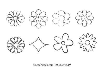 ícone de flor desenho à mão de vetor, ícone de flor desenho à mão mínima