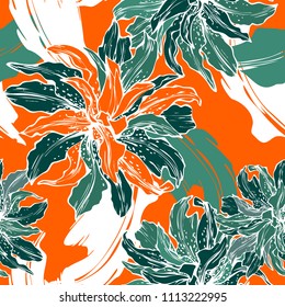 vector hand drawing flower pattern for design textile, accessories, home decor, wallpaper and other design.