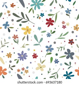 Vector hand drawing flowers seamless pattern background