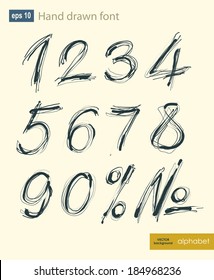 Vector hand drawing font writing numbers