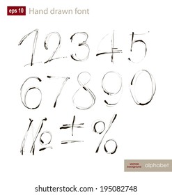 Vector hand drawing font writing numbers
