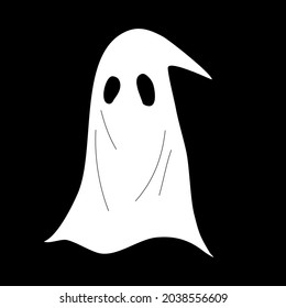 Vector of hand drawing ghost in cartoon character in the black background. Cartoon for halloween day.