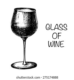 vector hand drawing glass of wine