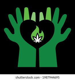 vector hand drawing green heart. eco concept 