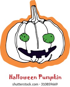 vector hand drawing Halloween pumpkin for logo and  sticker design