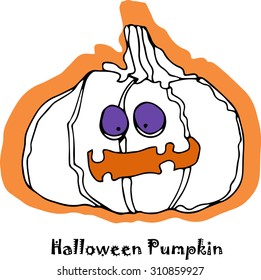 vector hand drawing Halloween pumpkin for logo and  sticker design