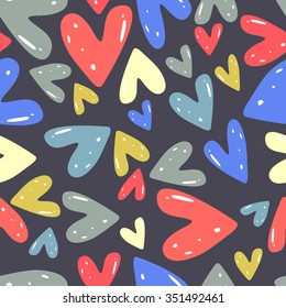 Vector hand drawing hearts seamless pattern background 