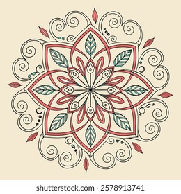 Vector Hand drawing Mandala design, Mandala pattern colored background.