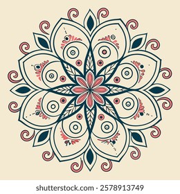 Vector Hand drawing Mandala design, Mandala pattern colored background.