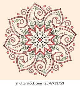 Vector Hand drawing Mandala design, Mandala pattern colored background.