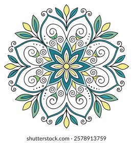 Vector Hand drawing Mandala design, Mandala pattern colored background.