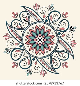 Vector Hand drawing Mandala design, Mandala pattern colored background.