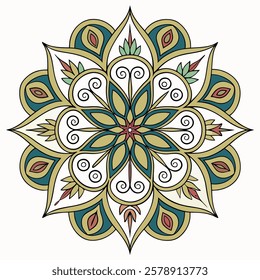 Vector Hand drawing Mandala design, Mandala pattern colored background.