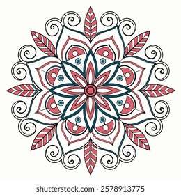 Vector Hand drawing Mandala design, Mandala pattern colored background.