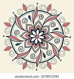 Vector Hand drawing Mandala design, Mandala pattern colored background.