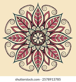 Vector Hand drawing Mandala design, Mandala pattern colored background.