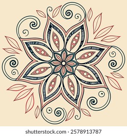 Vector Hand drawing Mandala design, Mandala pattern colored background.