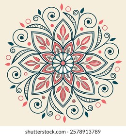 Vector Hand drawing Mandala design, Mandala pattern colored background.