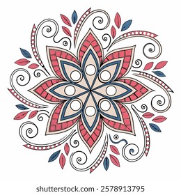 Vector Hand drawing Mandala design, Mandala pattern colored background.