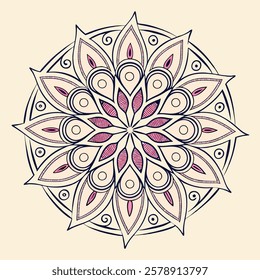 Vector Hand drawing Mandala design, Mandala pattern colored background.