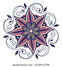 Vector Hand drawing Mandala design, Mandala pattern colored background.