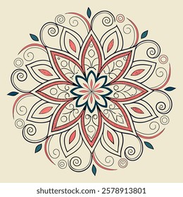 Vector Hand drawing Mandala design, Mandala pattern colored background.