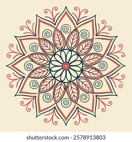 Vector Hand drawing Mandala design, Mandala pattern colored background.