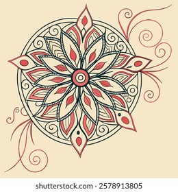 Vector Hand drawing Mandala design, Mandala pattern colored background.