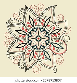 Vector Hand drawing Mandala design, Mandala pattern colored background.