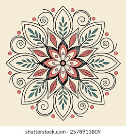 Vector Hand drawing Mandala design, Mandala pattern colored background.